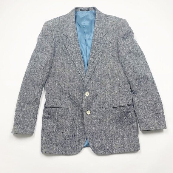 Pura Seta Other - Pura Seta Mens Gray 40 R Tweed Collared Long Sleeve Sport Coat Single Breasted
